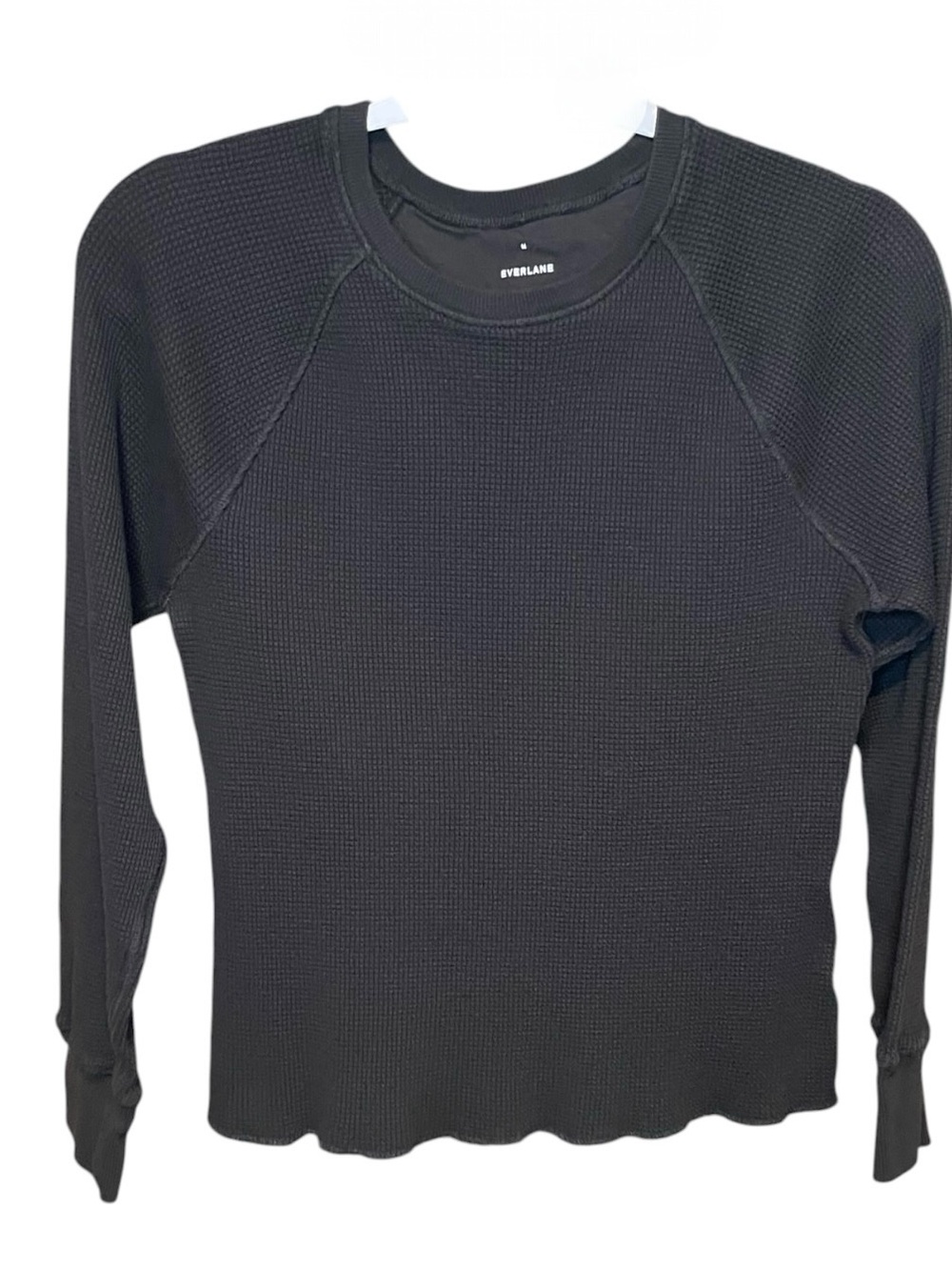 Everlane The Waffle Long Sleeve Crew Black Medium
